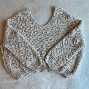 American Threads Womens White Crochet Sweater Size Large